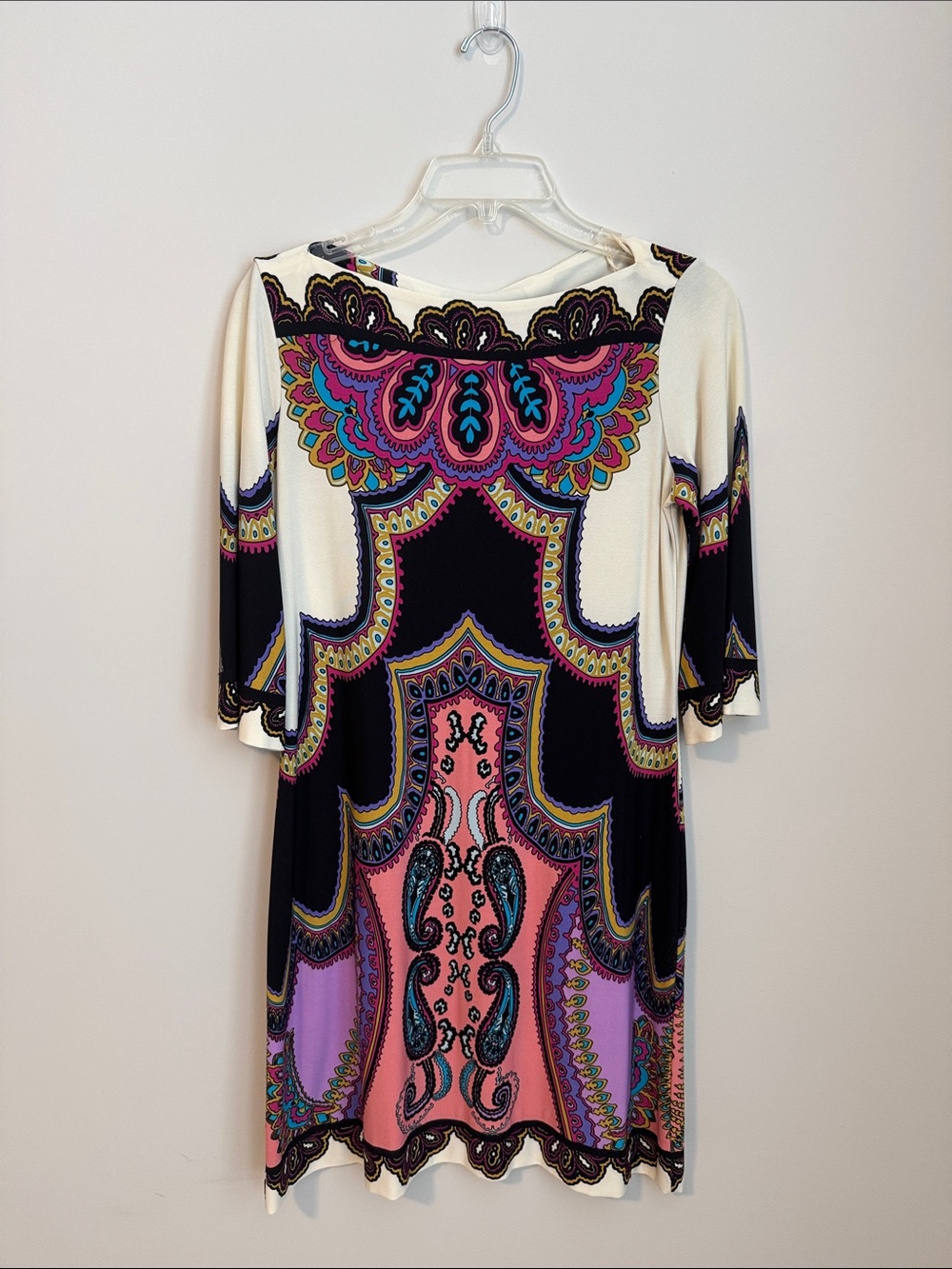 Donna Morgan Boho Print Cream and Pink Shift Dress